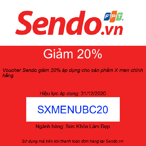 Voucher Sendo giảm 20% áp dụng cho sản phẩm X men chính hãng