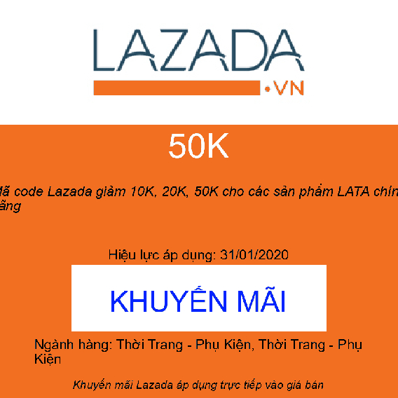 Mã code Lazada giảm 10K, 20K, 50K cho các sản phẩm LATA chính hãng