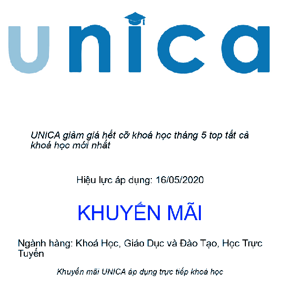 UNICA giảm giá hết cỡ khoá học tháng 5 top tất cả khoá học mới nhất