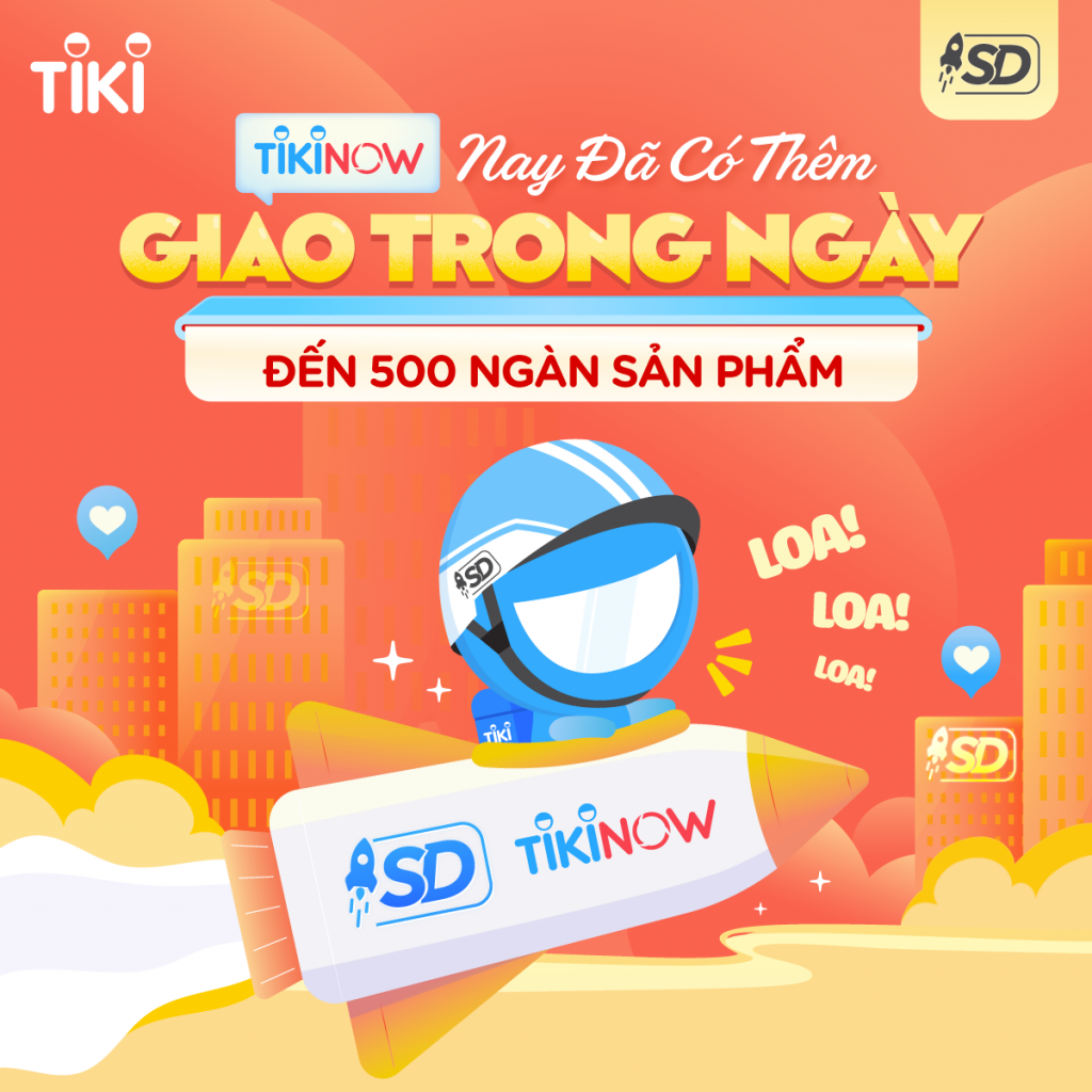 TIKINOW hỗ trợ giao hàng trong ngày các đơn hàng trước 13h tại Đà Nẵng Hồ Chí Minh Hà Nội (Source: Tiki)